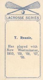1910 Imperial Tobacco Lacrosse Color (C60) #64 Tom Rennie Back